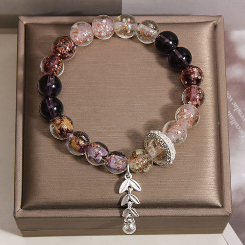 Buddha Stones Liuli Glass Bead Wheat Ear Charm Bracelet - Fortune Jewel