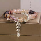 Buddha Stones Liuli Glass Bead Wheat Ear Charm Bracelet - Fortune Jewel