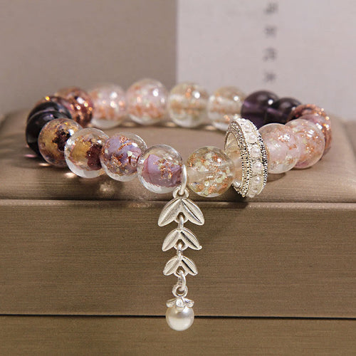 Buddha Stones Liuli Glass Bead Wheat Ear Charm Bracelet - Fortune Jewel