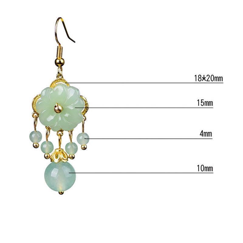 Fortune Jewel Green Pink Flower Liuli Glass Drop Earrings - Fortune Jewel