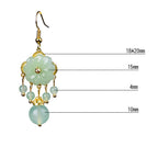 Fortune Jewel Green Pink Flower Liuli Glass Drop Earrings - Fortune Jewel