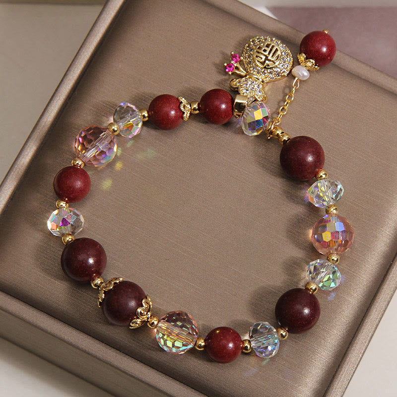 Fortune Jewel Sandalwood Fu Character Lucky Fortune Money Bag Charm Protection Bracelet - Fortune Jewel