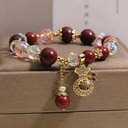 Fortune Jewel Sandalwood Fu Character Lucky Fortune Money Bag Charm Protection Bracelet - Fortune Jewel