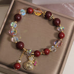 Fortune Jewel Sandalwood Fu Character Lucky Fortune Money Bag Charm Protection Bracelet - Fortune Jewel