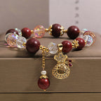Fortune Jewel Sandalwood Fu Character Lucky Fortune Money Bag Charm Protection Bracelet - Fortune Jewel
