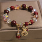 Fortune Jewel Sandalwood Fu Character Lucky Fortune Money Bag Charm Protection Bracelet - Fortune Jewel
