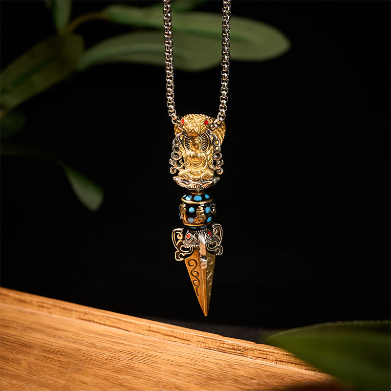 Fortune Jewel Tibetan Om Mani Padme Hum Buddha Wealth Rotation Necklace Vajra Pendant Fortune Jewel