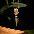 Fortune Jewel Tibetan Om Mani Padme Hum Buddha Wealth Rotation Necklace Vajra Pendant Fortune Jewel