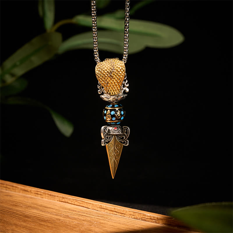Fortune Jewel Tibetan Om Mani Padme Hum Buddha Wealth Rotation Necklace Vajra Pendant Fortune Jewel