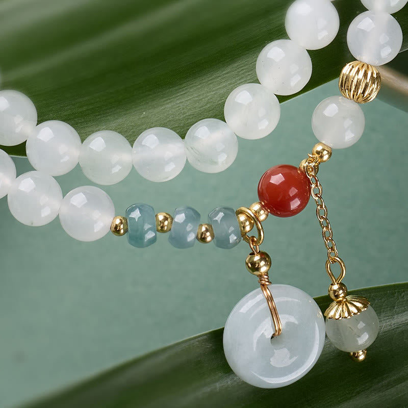 Fortune Jewel Jade Peace Buckle Luck Abundance Double Wrap Bracelet - Fortune Jewel