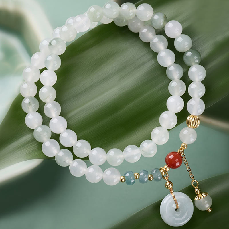 Fortune Jewel Jade Peace Buckle Luck Abundance Double Wrap Bracelet - Fortune Jewel