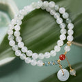 Fortune Jewel Jade Peace Buckle Luck Abundance Double Wrap Bracelet - Fortune Jewel