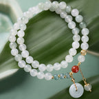 Fortune Jewel Jade Peace Buckle Luck Abundance Double Wrap Bracelet - Fortune Jewel