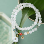 Fortune Jewel Jade Peace Buckle Luck Abundance Double Wrap Bracelet - Fortune Jewel