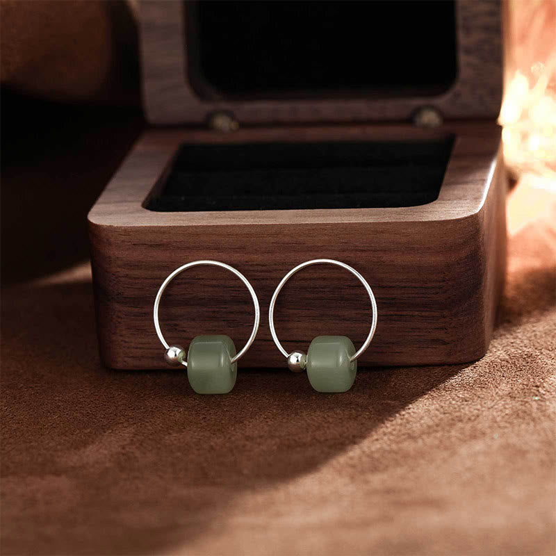 Fortune Jewel 925 Sterling Silver Hetian Jade Prosperity Earrings - Fortune Jewel