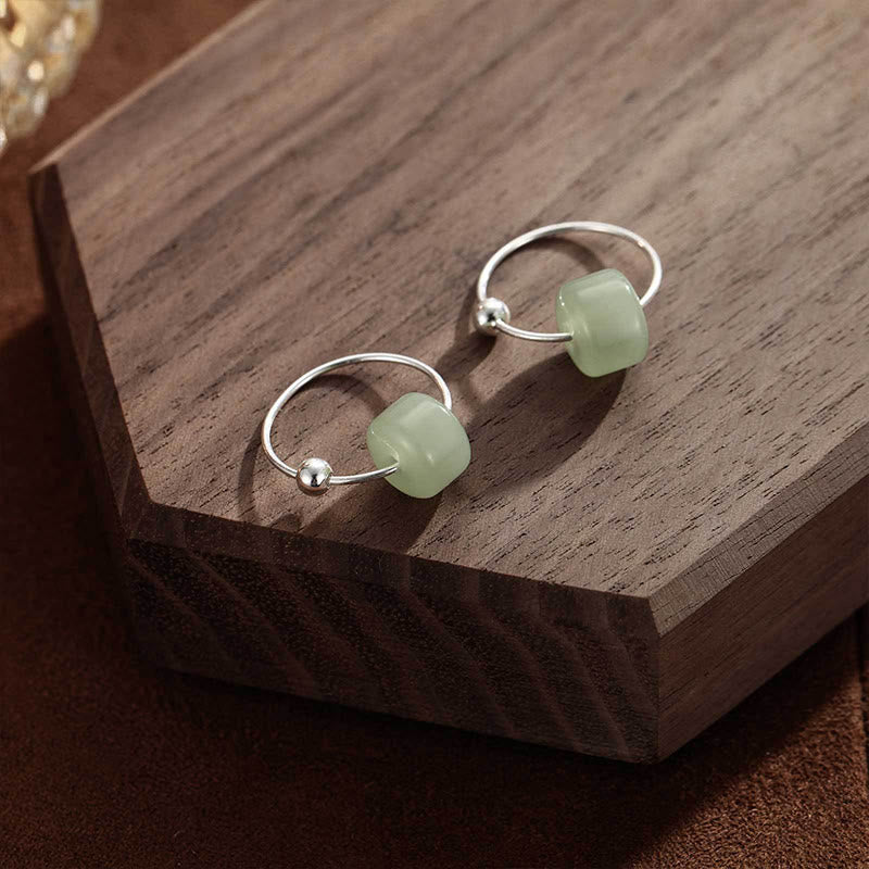 Fortune Jewel 925 Sterling Silver Hetian Jade Prosperity Earrings - Fortune Jewel