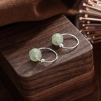Fortune Jewel 925 Sterling Silver Hetian Jade Prosperity Earrings - Fortune Jewel