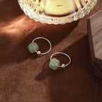 Fortune Jewel 925 Sterling Silver Hetian Jade Prosperity Earrings - Fortune Jewel