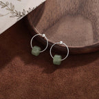Fortune Jewel 925 Sterling Silver Hetian Jade Prosperity Earrings - Fortune Jewel