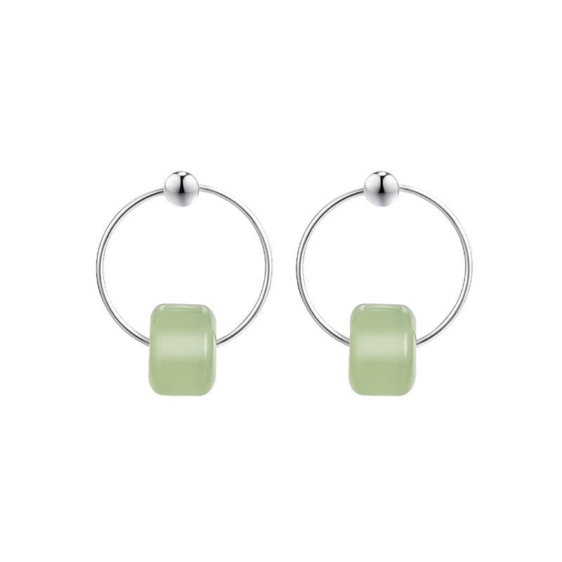 Fortune Jewel 925 Sterling Silver Hetian Jade Prosperity Earrings - Fortune Jewel