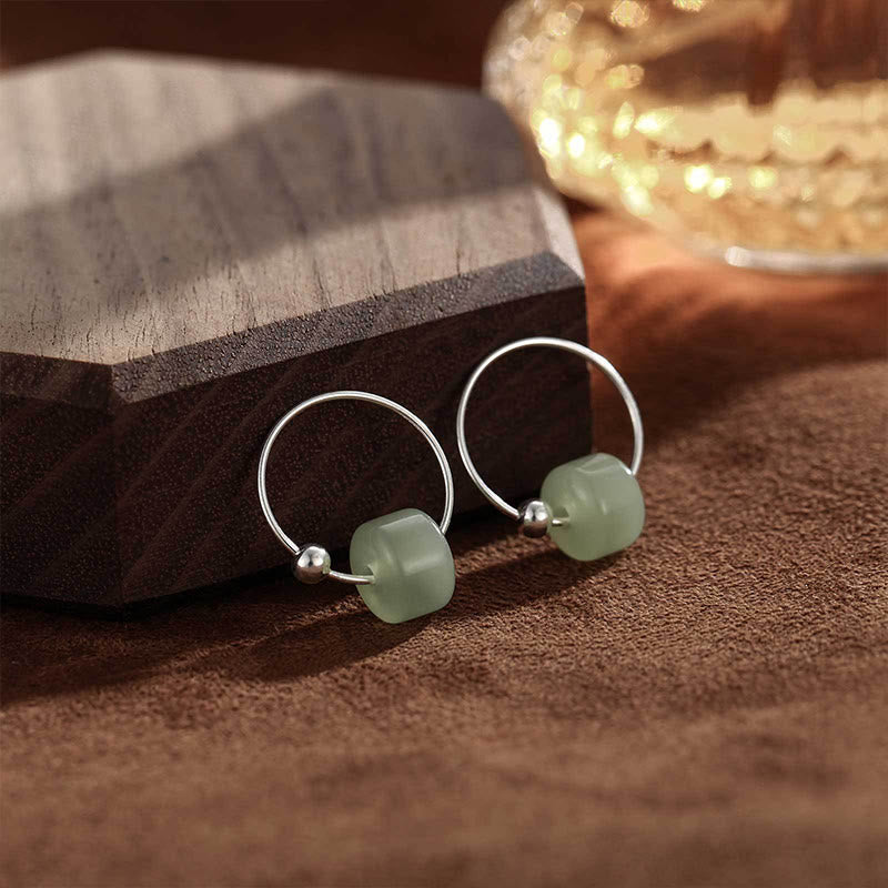 Fortune Jewel 925 Sterling Silver Hetian Jade Prosperity Earrings - Fortune Jewel