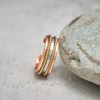 Fortune Jewel Retro Twisted Design Copper Open Wealth Luck Cuff Bracelet Bangle Ring - Fortune Jewel