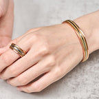 Fortune Jewel Retro Twisted Design Copper Open Wealth Luck Cuff Bracelet Bangle Ring - Fortune Jewel