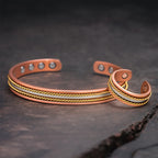 Fortune Jewel Retro Twisted Design Copper Open Wealth Luck Cuff Bracelet Bangle Ring - Fortune Jewel