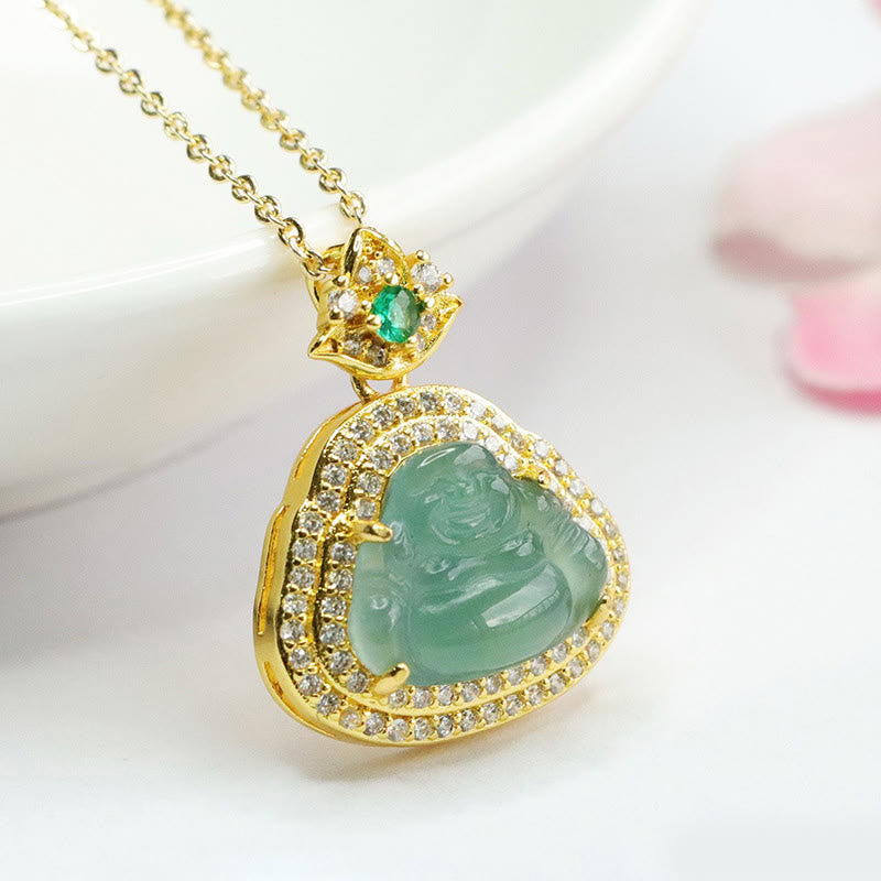 Fortune Jewel Jade Laughing Buddha Prosperity Luck Necklace Pendant - Fortune Jewel
