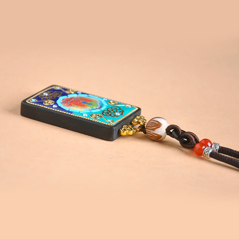 Fortune Jewel Medicine Buddha Ebony Wood Peace Necklace Pendant - Fortune Jewel