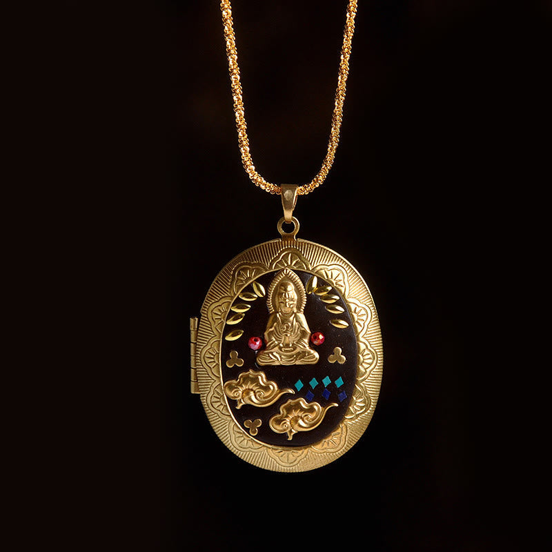 Fortune Jewel Copper Kwan Yin Avalokitesvara Zakiram Wealth Pendant Necklace - Fortune Jewel