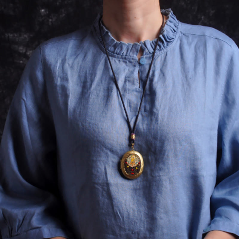 Fortune Jewel Copper Kwan Yin Avalokitesvara Zakiram Wealth Pendant Necklace - Fortune Jewel