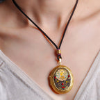 Fortune Jewel Copper Kwan Yin Avalokitesvara Zakiram Wealth Pendant Necklace - Fortune Jewel