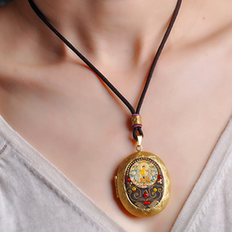 Fortune Jewel Copper Kwan Yin Avalokitesvara Zakiram Wealth Pendant Necklace - Fortune Jewel