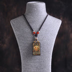 Buddha Stones Thangka Yin Yang Copper Coins Ebony Wood Zakiram Balance Pendant Necklace - Fortune Jewel