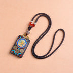 Buddha Stones Thangka Yin Yang Copper Coins Ebony Wood Zakiram Balance Pendant Necklace - Fortune Jewel