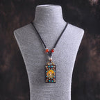 Buddha Stones Thangka Yin Yang Copper Coins Ebony Wood Zakiram Balance Pendant Necklace - Fortune Jewel