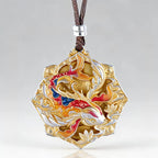Buddha Stones 999 Sterling Silver Colorful Koi Fish Carved Luck Necklace Pendant - Fortune Jewel