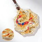 Buddha Stones 999 Sterling Silver Colorful Koi Fish Carved Luck Necklace Pendant - Fortune Jewel