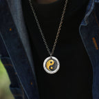 Fortune Jewel 999 Sterling Silver 999 Gold Yin Yang Balance Titanium Steel Chain Necklace Pendant - Fortune Jewel