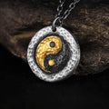 Fortune Jewel 999 Sterling Silver 999 Gold Yin Yang Balance Titanium Steel Chain Necklace Pendant - Fortune Jewel