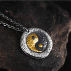 Fortune Jewel 999 Sterling Silver 999 Gold Yin Yang Balance Titanium Steel Chain Necklace Pendant - Fortune Jewel