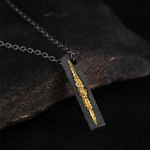 Buddha Stones 999 Sterling Silver 999 Gold Om Mani Padme Hum Wisdom Necklace Pendant - Fortune Jewel
