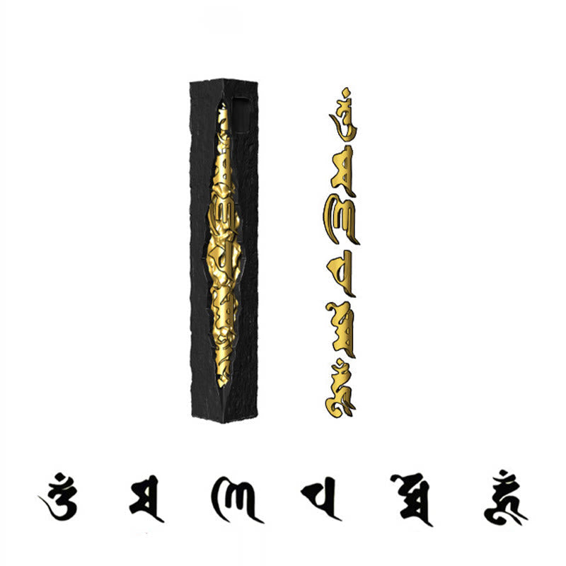 Buddha Stones 999 Sterling Silver 999 Gold Om Mani Padme Hum Wisdom Necklace Pendant - Fortune Jewel