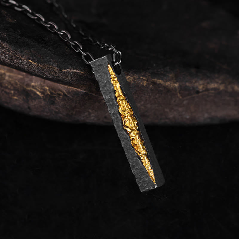 Buddha Stones 999 Sterling Silver 999 Gold Om Mani Padme Hum Wisdom Necklace Pendant - Fortune Jewel