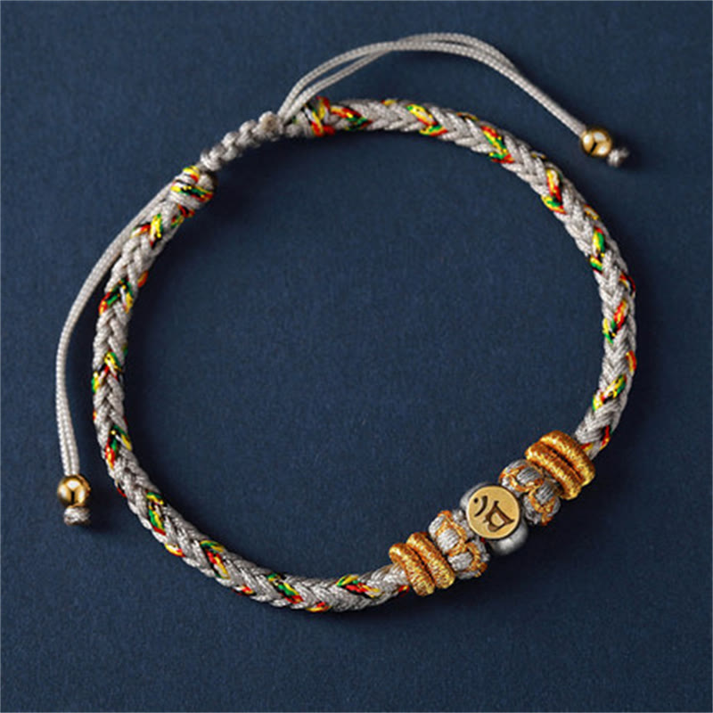 Fortune Jewel Chinese Zodiac Natal Buddha Silver Luck Braided String Bracelet
