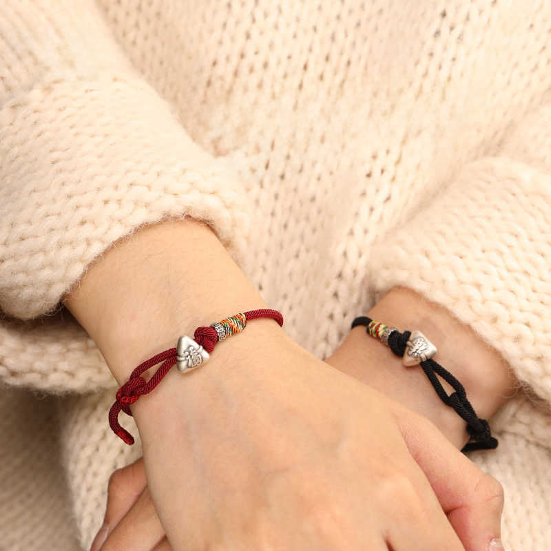 Fortune Jewel 999 Sterling Silver Fu Character Zongzi Fortune Luck Rope Bracelet - Fortune Jewel