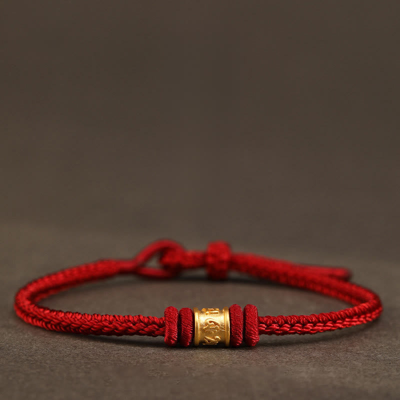 Fortune Jewel Tibet Handmade 999 Gold Om Mani Padme Hum Luck Protection Bracelet - Fortune Jewel