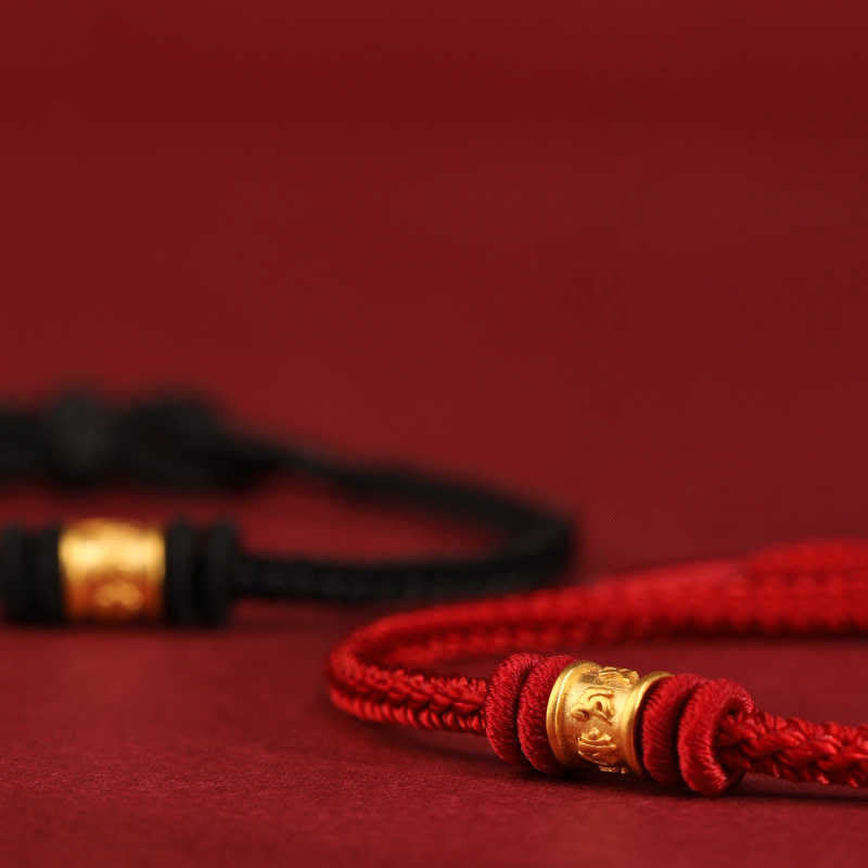 Fortune Jewel Tibet Handmade 999 Gold Om Mani Padme Hum Luck Protection Bracelet - Fortune Jewel