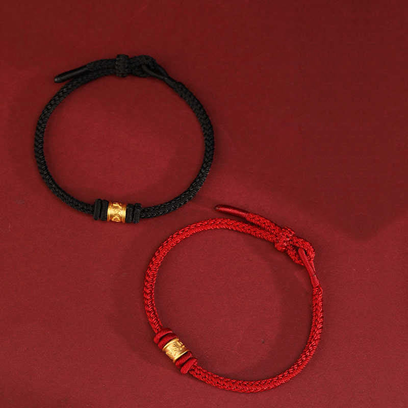 Fortune Jewel Tibet Handmade 999 Gold Om Mani Padme Hum Luck Protection Bracelet - Fortune Jewel